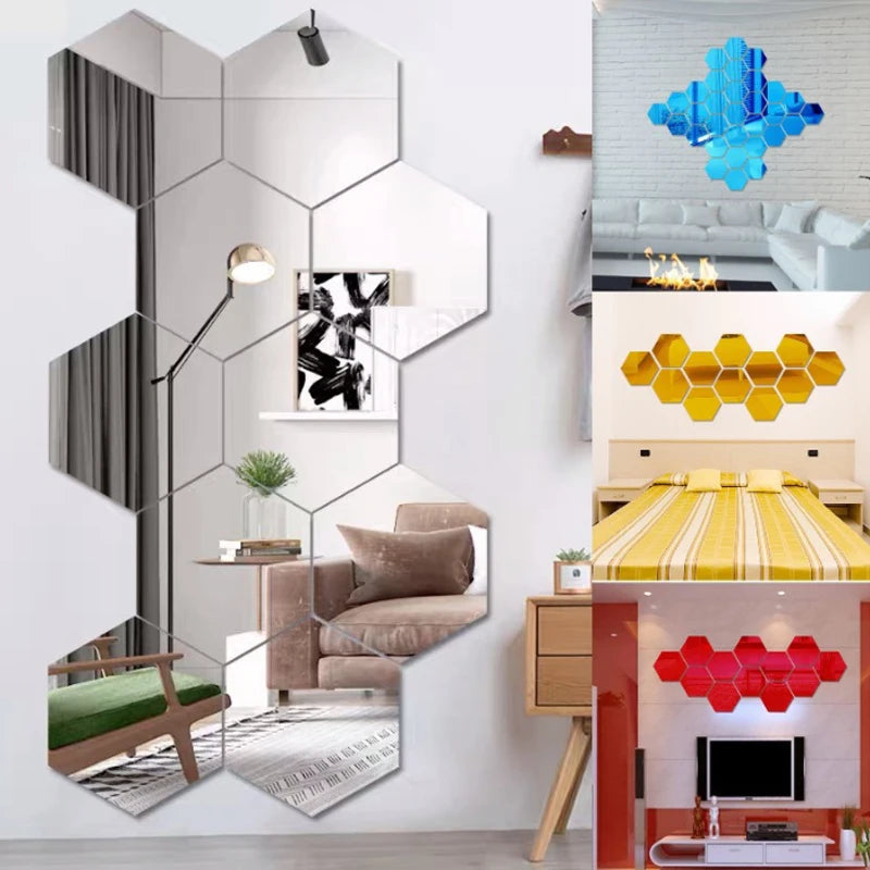 Set 12 Oglinzi Acrilice Hexagonale